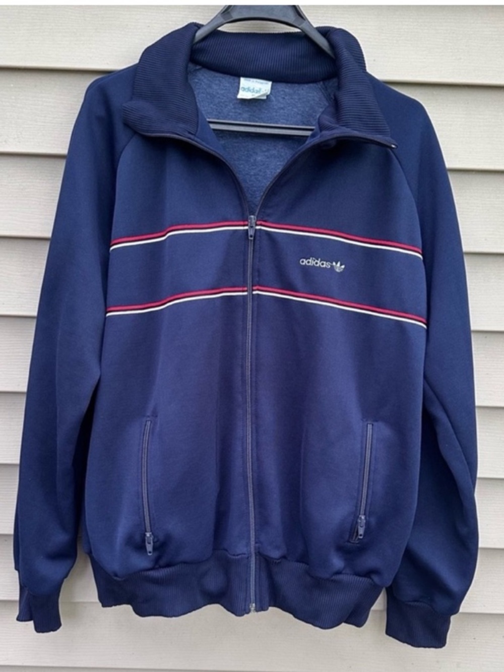 Vintage 80s Adidas Track Jacket Blue Size XL Men’s